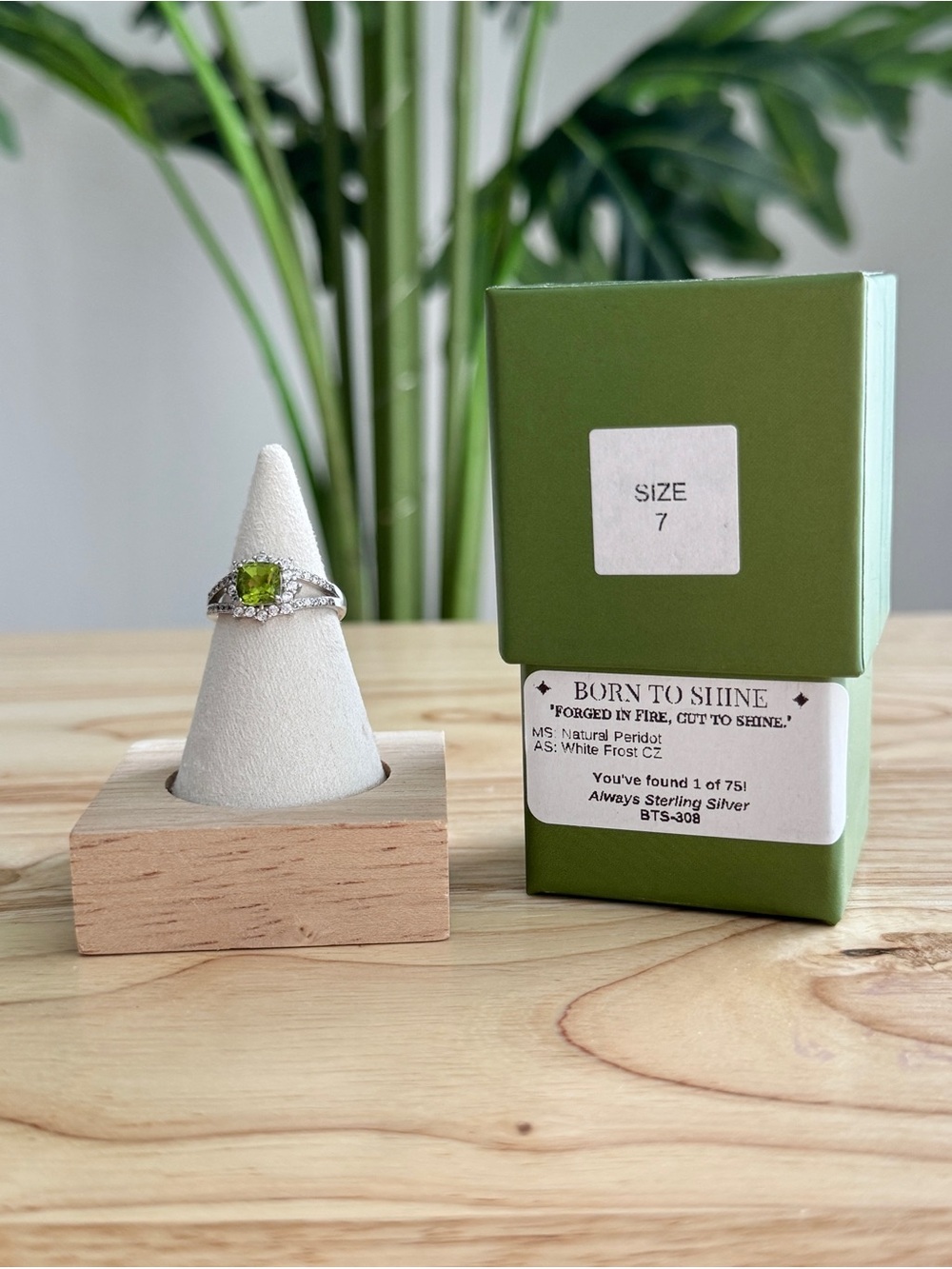Ryze Party Aug Born to Shine Natural Peridot Ring Size 7 | .925 Sterling Silver - Picture 4 of 5